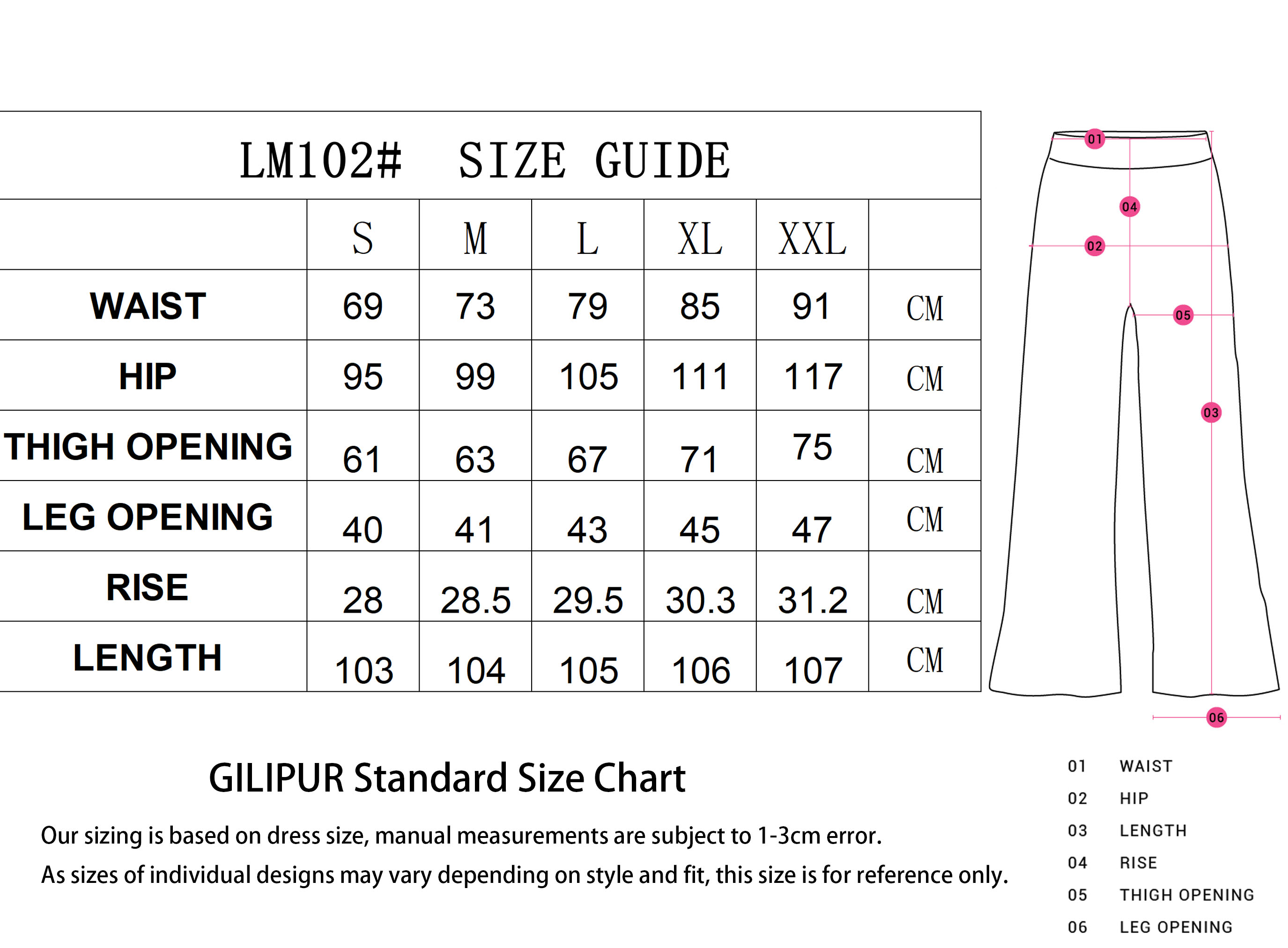 长裤SIZE GUIDE-恢复的 拷贝