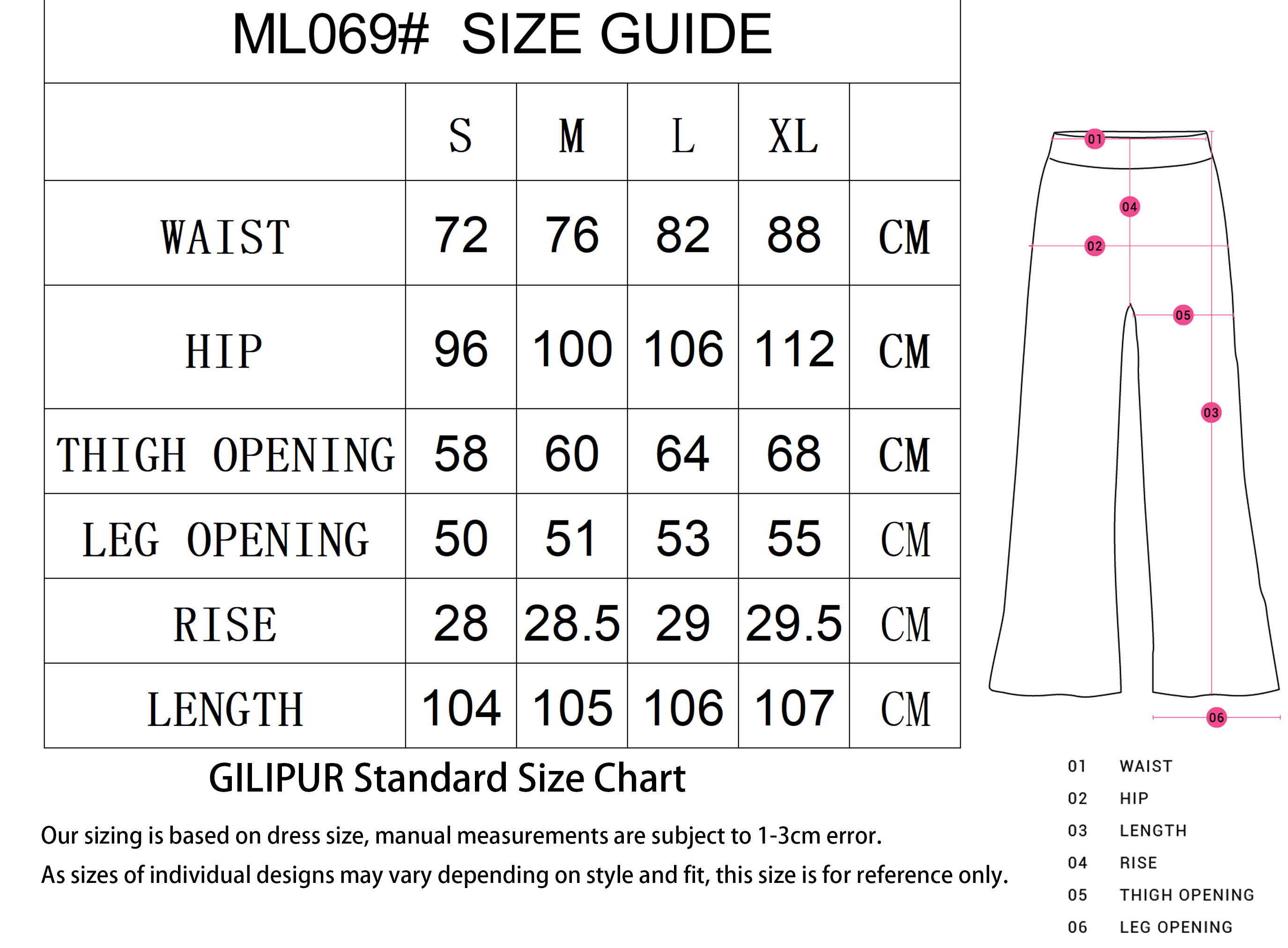 长裤SIZE GUIDE-恢复的 拷贝