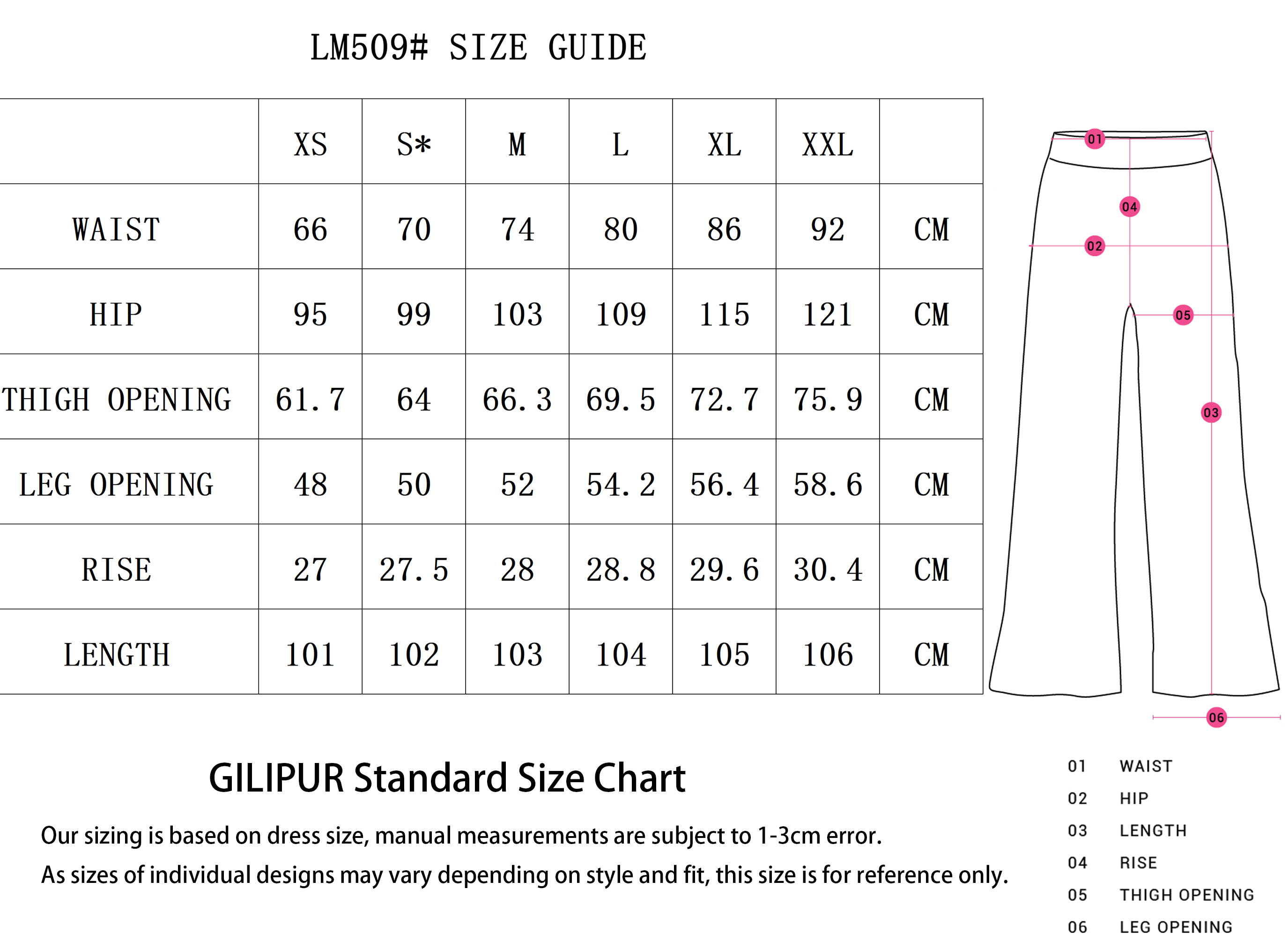 长裤SIZE GUIDE-恢复的 拷贝