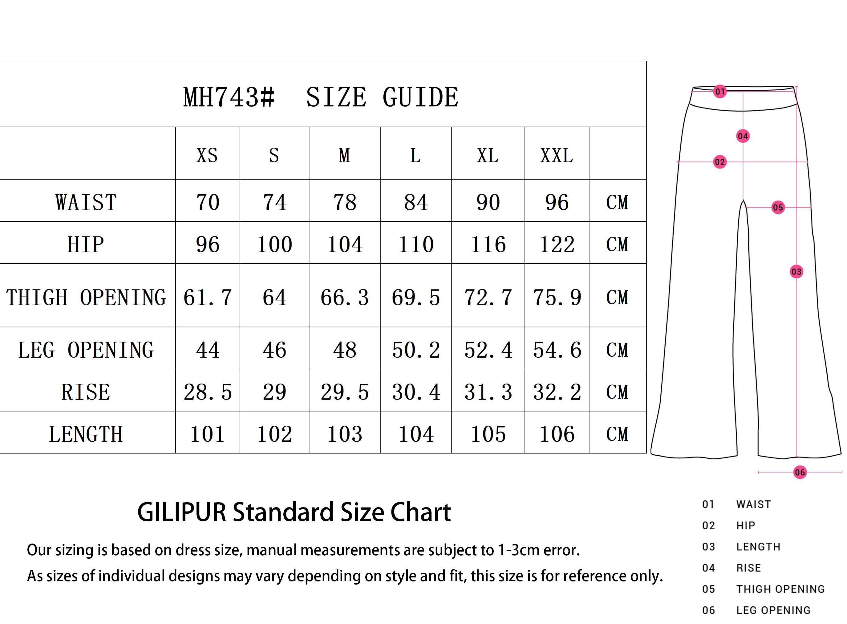 长裤SIZE GUIDE-恢复的 拷贝