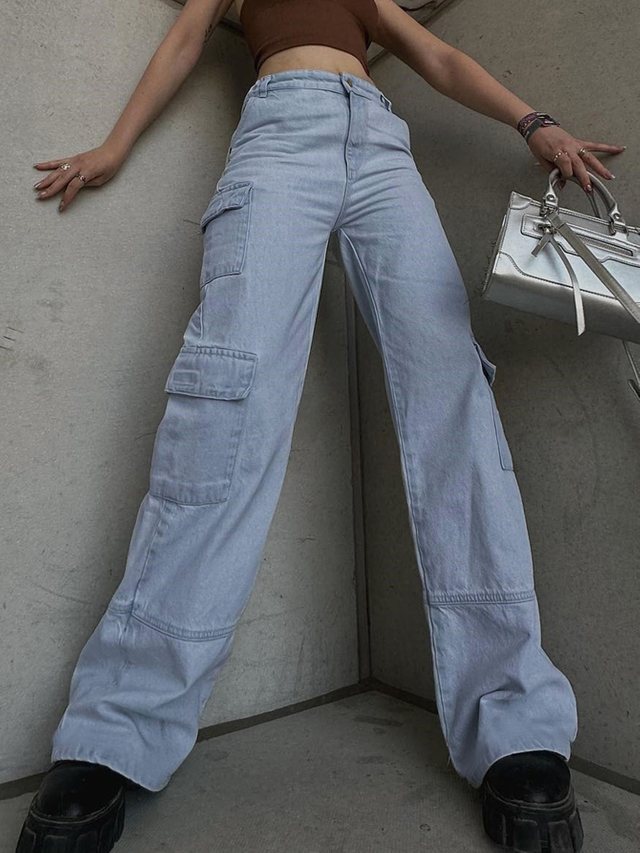 GILIPUR Jeans lavados vintage femininos calças largas soltas