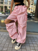 GILIPUR Calça cargo feminina com zíper rosa com detalhes em geral MH602