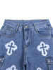 GILIPUR Mulheres Hip Hop Casual Streetwear Baggy Crosses Jeans MH107